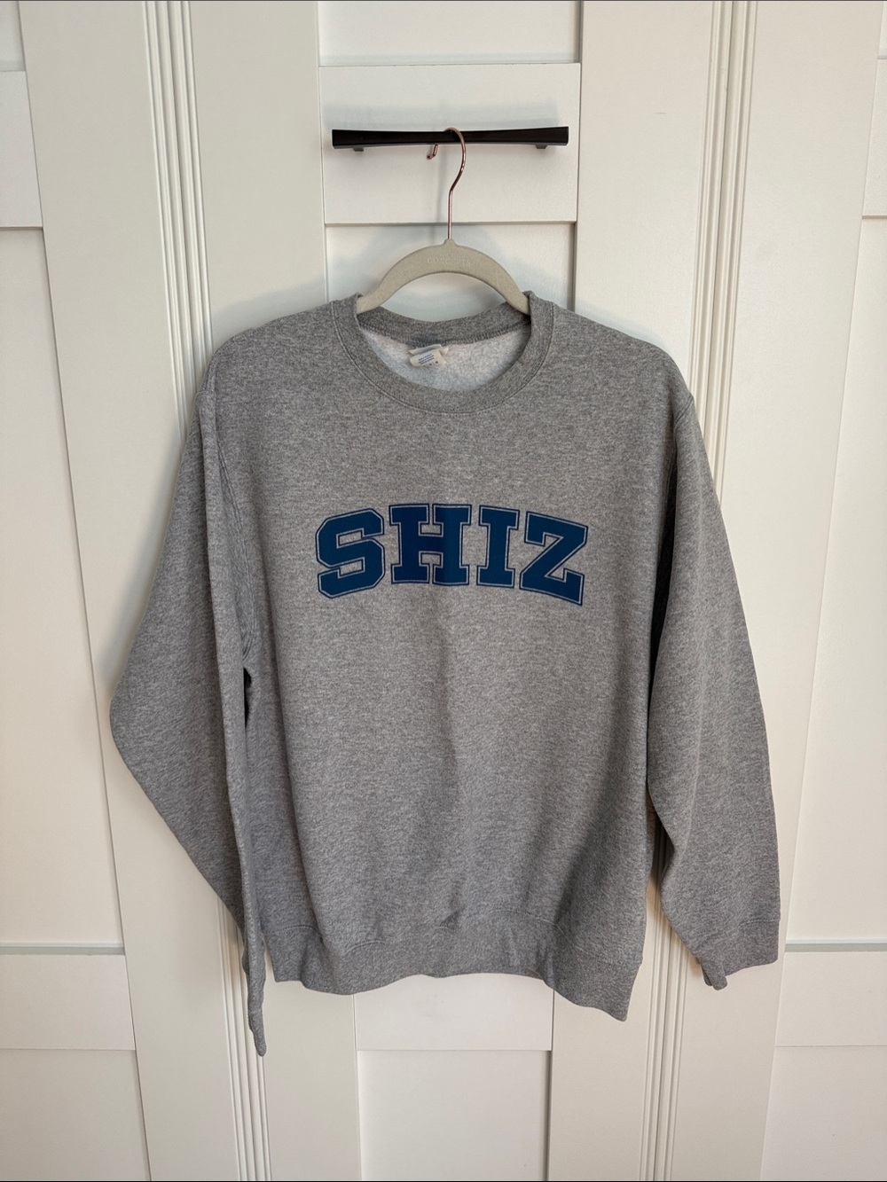Wicked Promo Shiz Gray Crewneck Sweatshirt with Blue Lettering